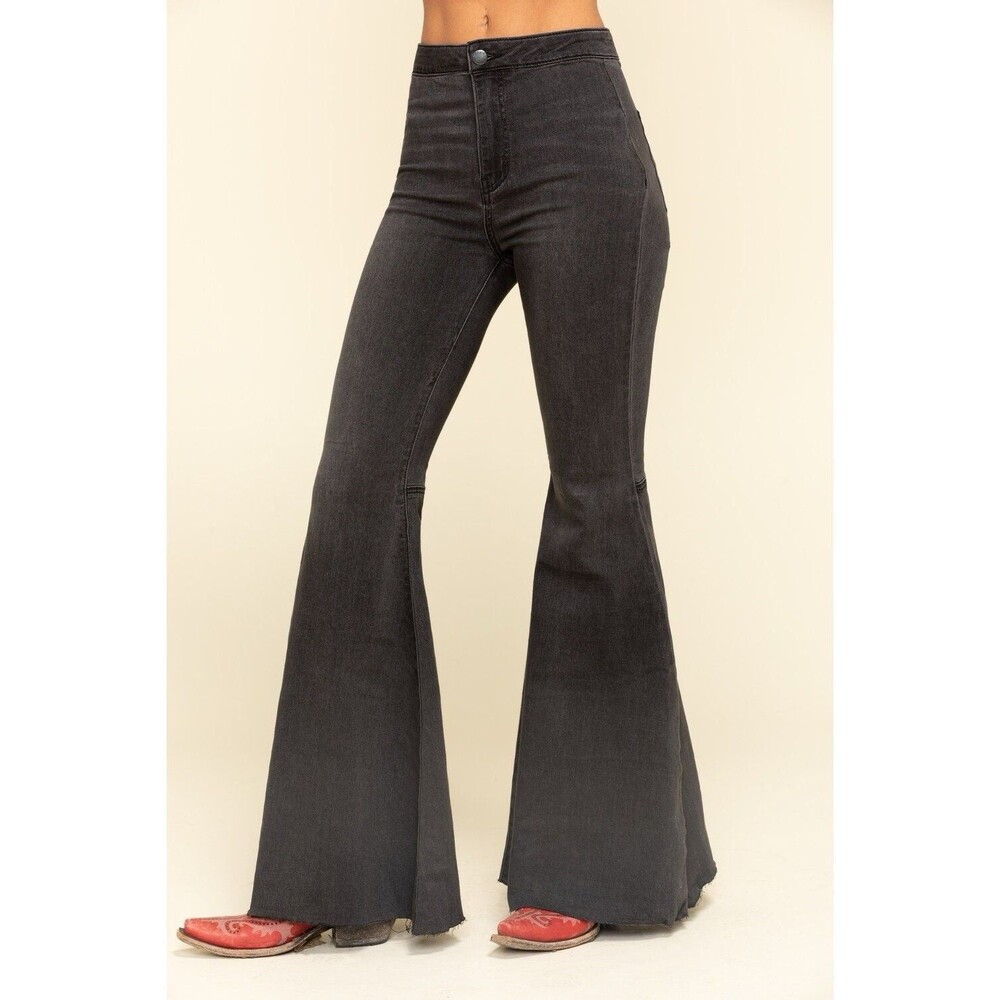 Free People Just Float On Flare Jeans High Rise Bell Bottoms Charcoal Gray 24